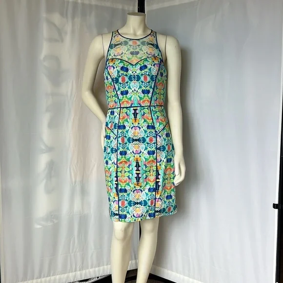 Milly NY Kaleidoscope Mesh Racer Sheath Dress - Picture 3 of 8